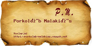 Porkoláb Malakiás névjegykártya
